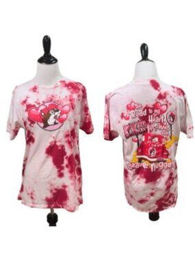 Buc-ee’s Women's M Medium Fitted T-Shirt Valentines Day Tie-Dye Beaver Nuggets